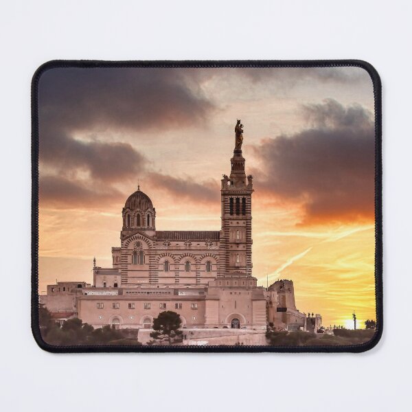Item preview, Notre-Dame de la Garde basilica at sunset with dramatic stormy sky, Marseille, France designed and sold by Nafid_Photographie.