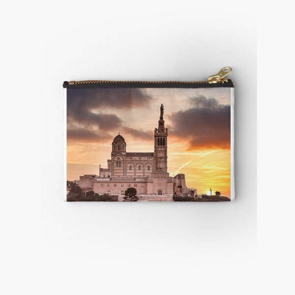 Item preview, Notre-Dame de la Garde basilica at sunset with dramatic stormy sky, Marseille, France designed and sold by Nafid_Photographie.