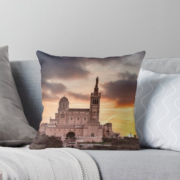 Item preview, Notre-Dame de la Garde basilica at sunset with dramatic stormy sky, Marseille, France designed and sold by Nafid_Photographie.