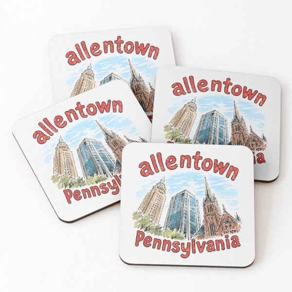 Aperçu de l'œuvre Ligne d'horizon colorée à l'aquarelle d'Allentown, Pennsylvanie créée et vendue par HowToCanadian.