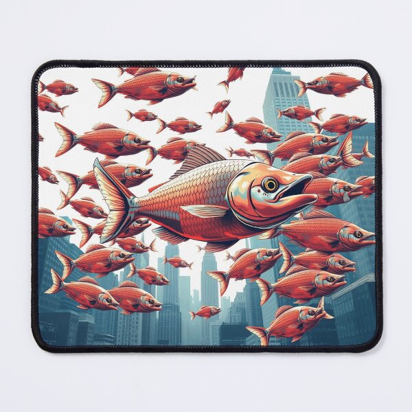 Item preview, A School Of Fish Swimming Through A City Skyline S designed and sold by QuirkThreadsCo.