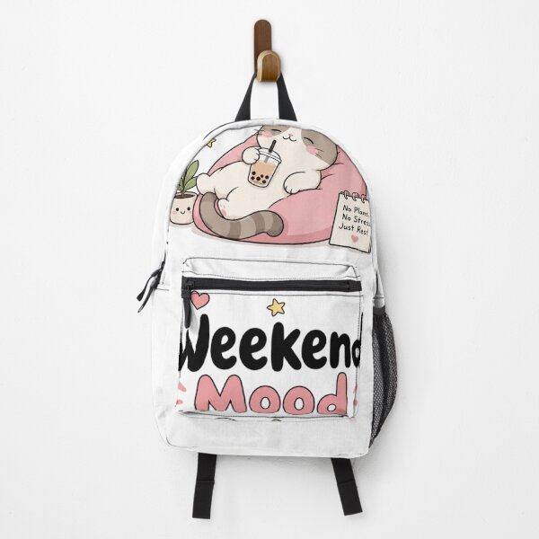 Item preview, Weekend Mood Cute Kawaii Cat Relaxing with Bubble Tea | Cozy Lazy Weekend Aesthetic designed and sold by Sanika arts .
