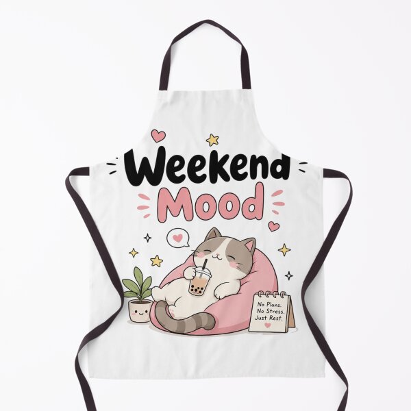 Item preview, Weekend Mood Cute Kawaii Cat Relaxing with Bubble Tea | Cozy Lazy Weekend Aesthetic designed and sold by Sanika arts .