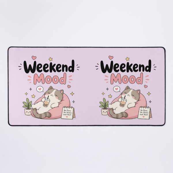 Item preview, Weekend Mood Cute Kawaii Cat Relaxing with Bubble Tea | Cozy Lazy Weekend Aesthetic designed and sold by Sanika arts .