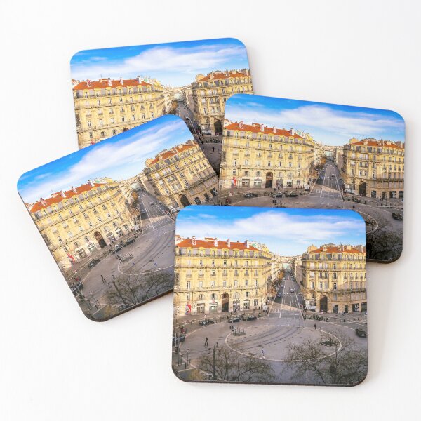 Item preview, Aerial view of Rue Colbert lined with Haussmann buildings in Marseille, France designed and sold by Nafid_Photographie.