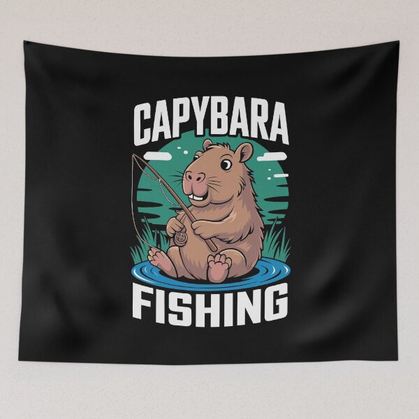 Item preview, Capybara Fishing Funny Cartoon For Anglers And Capybara Lovers designed and sold by yoddel.