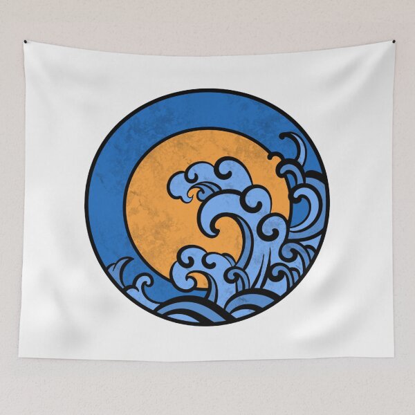 Item preview, japanese great wave under golden moon designed and sold by JosieBauch.