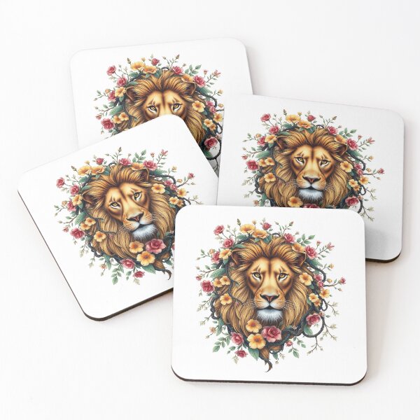 Item preview, A Lion With A Mane Of Twisted Vines And Flowers Bo designed and sold by QuirkThreadsCo.