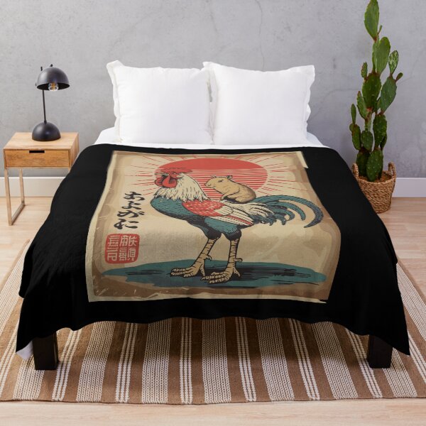 Item preview, あよがに Japanese Rooster With Hamster Retro Rising Sun Anime Style designed and sold by yoddel.