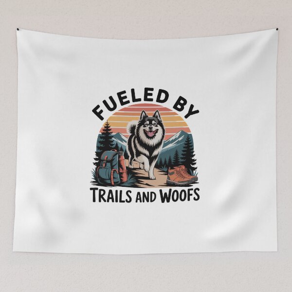 Item preview, Fueled by Trails and Woofs | Keeshond Hiking Adventure Dog Lover Design designed and sold by CuteDesignables.