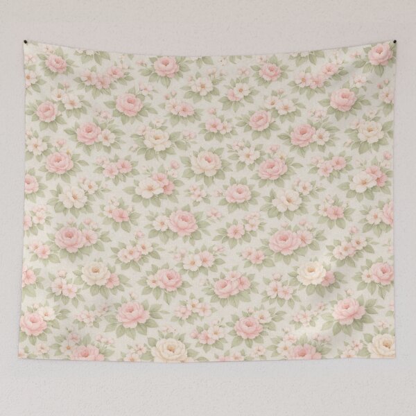 Item preview, Vintage Cottagecore Rose Pattern - Shabby Chic Floral Wallpaper designed and sold by Bela Ambrus.
