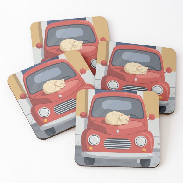 Item preview, Cozy Cat Sleeping on Red Car designed and sold by goldcov.