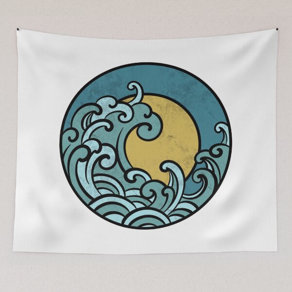 Item preview, moonlight japanese ocean waves designed and sold by JosieBauch.