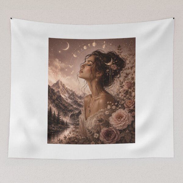 Item preview, Moonlit Woman With Butterflies Florals designed and sold by GrzywaM.
