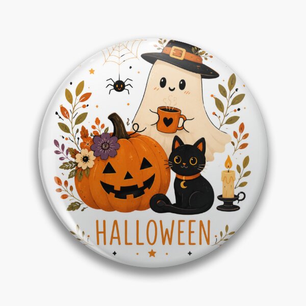 Item preview, Cute Halloween Ghost & Black Cat designed and sold by TTStudio.