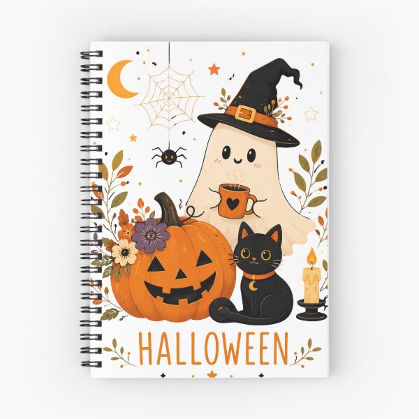 Item preview, Cute Halloween Ghost & Black Cat designed and sold by TTStudio.