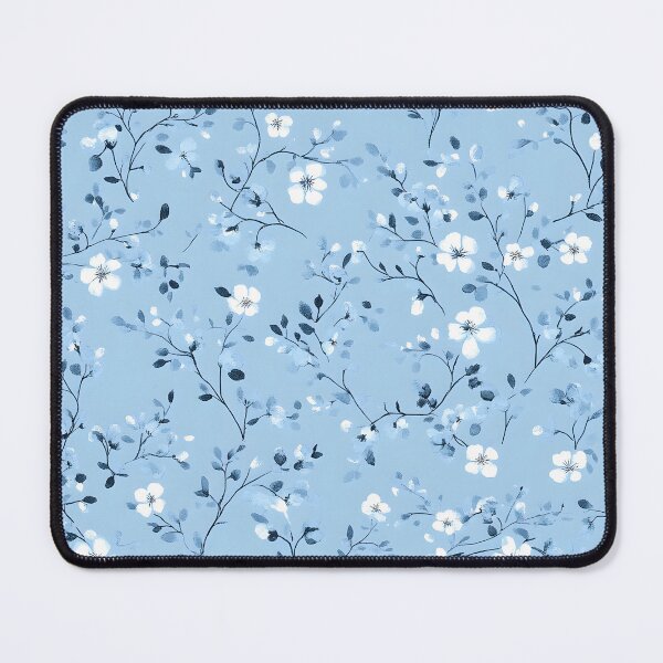 Item preview, Soft blue floral pattern with delicate white blossoms designed and sold by Rue Market.