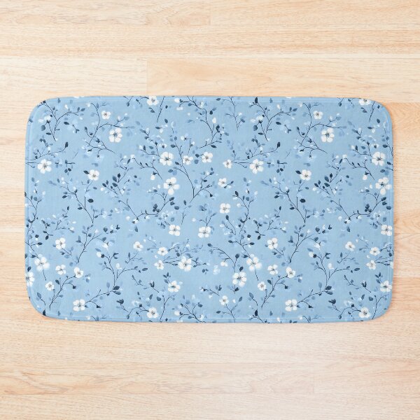 Item preview, Soft blue floral pattern with delicate white blossoms designed and sold by Rue Market.
