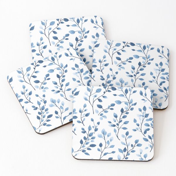 Item preview, Soft blue floral pattern with delicate white blossoms designed and sold by Rue Market.