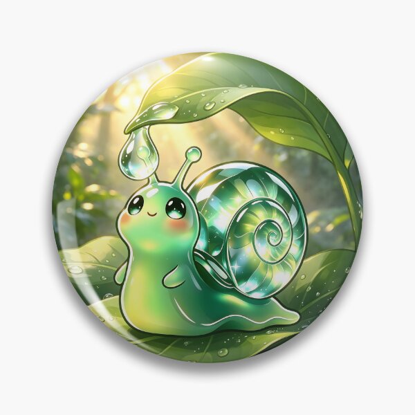 Item preview, Morning Dew Serenity - Cute Emerald Snail on a Fresh Rain-Kissed Leaf designed and sold by ABYSSLAB.