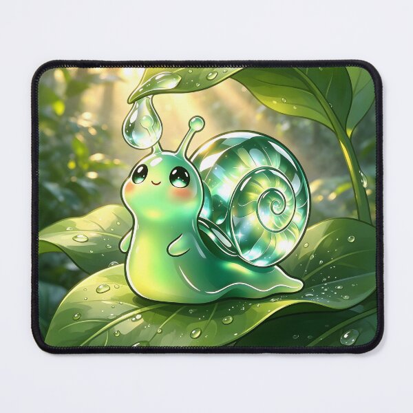 Item preview, Morning Dew Serenity - Cute Emerald Snail on a Fresh Rain-Kissed Leaf designed and sold by ABYSSLAB.