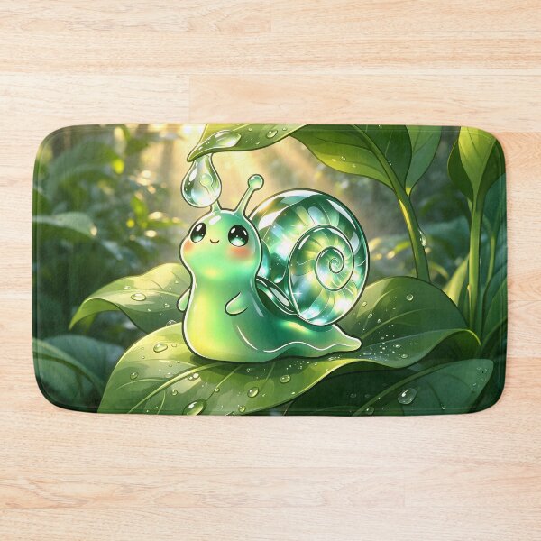 Item preview, Morning Dew Serenity - Cute Emerald Snail on a Fresh Rain-Kissed Leaf designed and sold by ABYSSLAB.