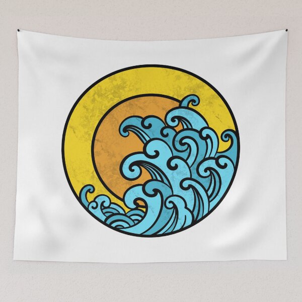 Item preview, golden moon & japanese wave designed and sold by JosieBauch.