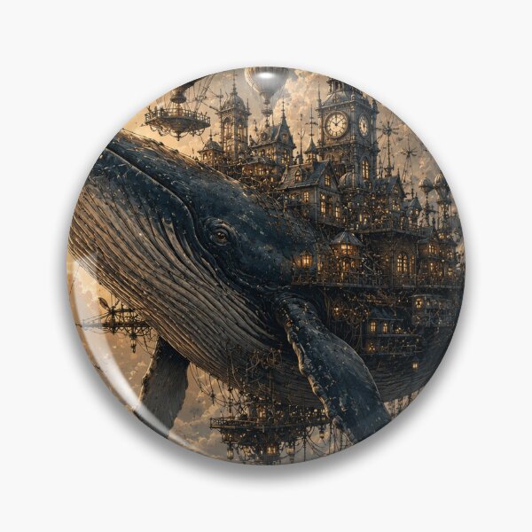 Item preview, Steampunk Whale Flying City Art designed and sold by GrzywaM.