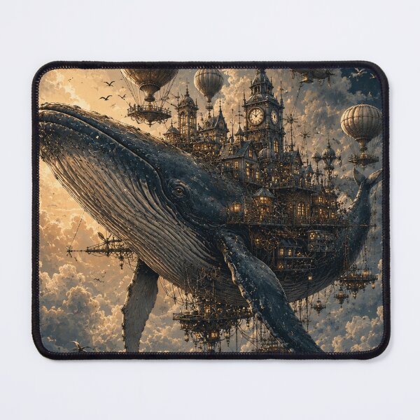 Item preview, Steampunk Whale Flying City Art designed and sold by GrzywaM.