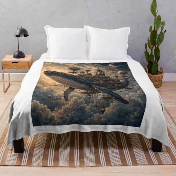 Item preview, Steampunk Whale Flying City Art designed and sold by GrzywaM.