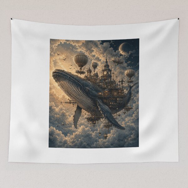 Item preview, Steampunk Whale Flying City Art designed and sold by GrzywaM.