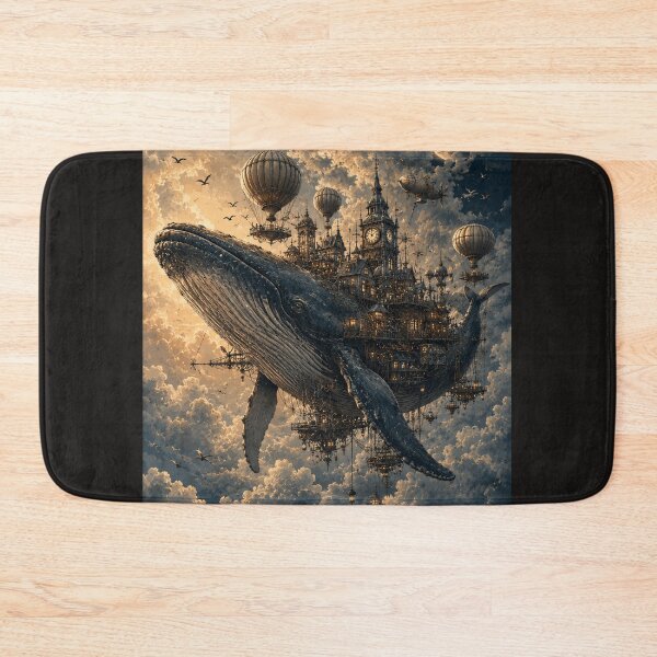 Item preview, Steampunk Whale Flying City Art designed and sold by GrzywaM.
