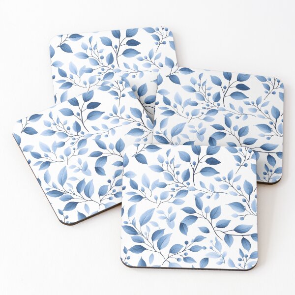 Item preview, Soft blue floral pattern with delicate white blossoms designed and sold by Rue Market.
