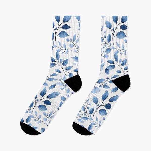 Item preview, Soft blue floral pattern with delicate white blossoms designed and sold by Rue Market.
