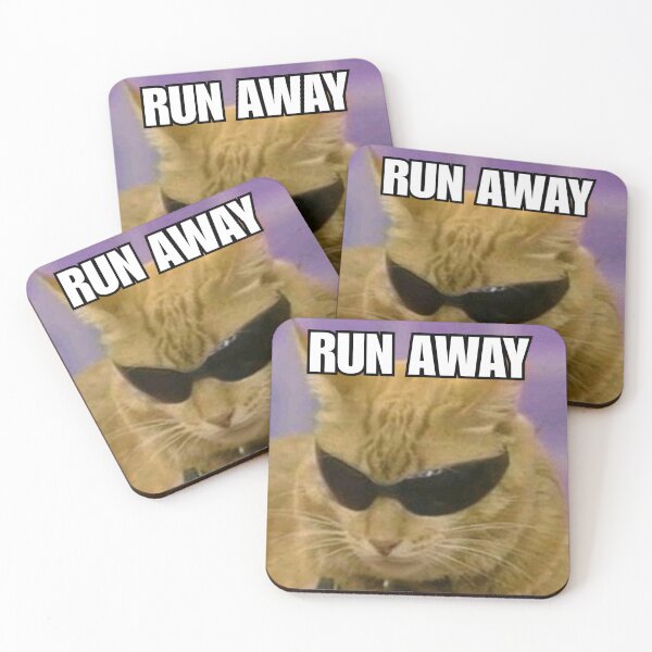 Item preview, Cat Meme 'RUN AWAY' designed and sold by Late Theory.