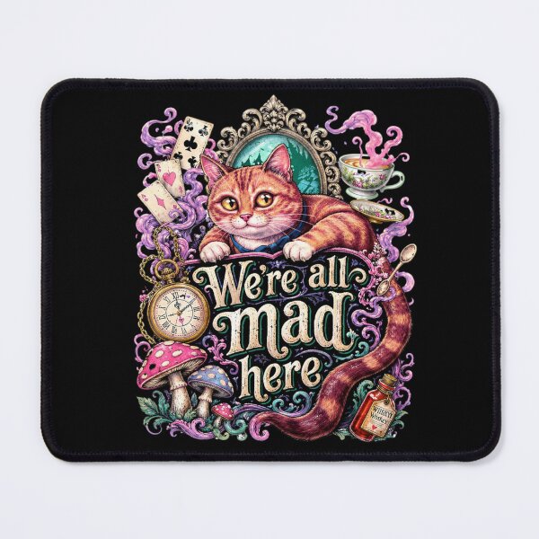 Item preview, We're All Mad Here | Cheshire Cat Wonderland Fantasy Art designed and sold by Jen.Lou.