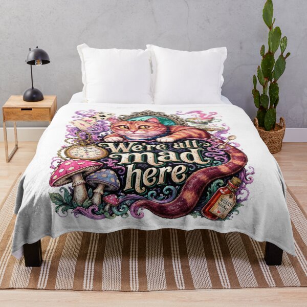 Item preview, We're All Mad Here | Cheshire Cat Wonderland Fantasy Art designed and sold by Jen.Lou.