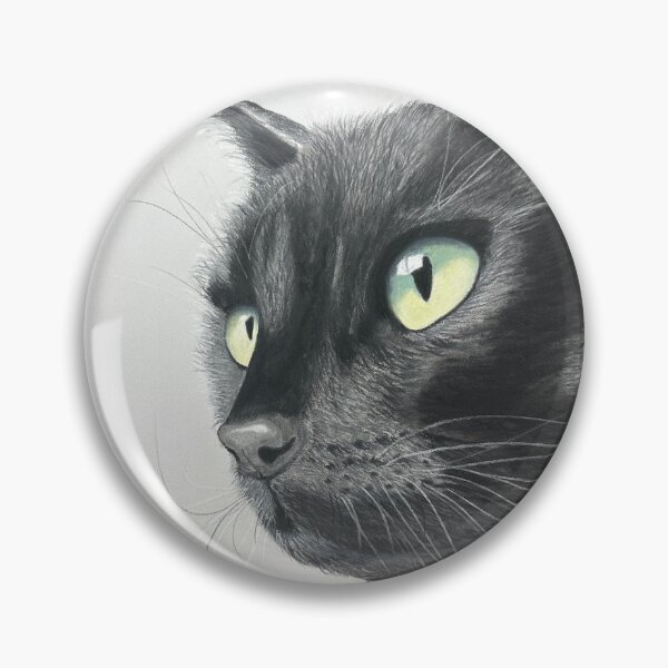 Item preview, Black cat yellow eyes original pastel drawing designed and sold by ROXANEDS.
