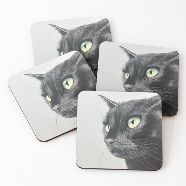 Item preview, Black cat yellow eyes original pastel drawing designed and sold by ROXANEDS.