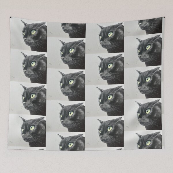 Item preview, Black cat yellow eyes original pastel drawing designed and sold by ROXANEDS.