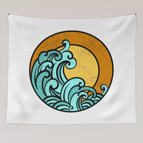 Item preview, japanese great waves & golden sun designed and sold by JosieBauch.