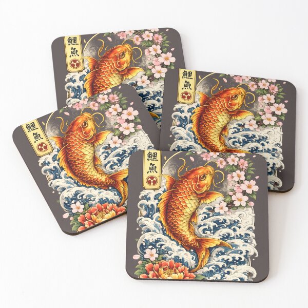 Item preview, Japanese Koi Fish Tattoo | Traditional Irezumi Art with Sakura, Peony & Waves designed and sold by Neo Tokio.