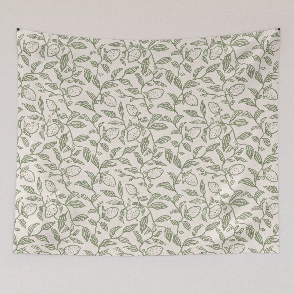 Item preview, Copy of Vintage trailing lemons muted green designed and sold by aliceandida.