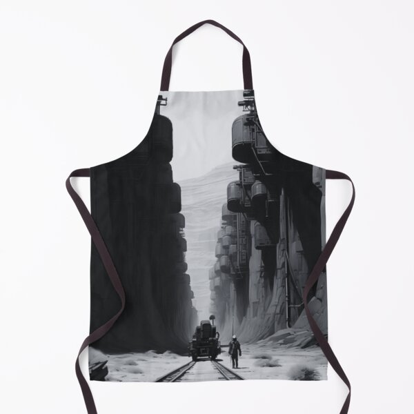 Item preview, Monochrome Sci-Fi Canyon | Futuristic Industrial Landscape | Cyberpunk Concept Art | Black & White Wall Art designed and sold by Elite Wall Art.