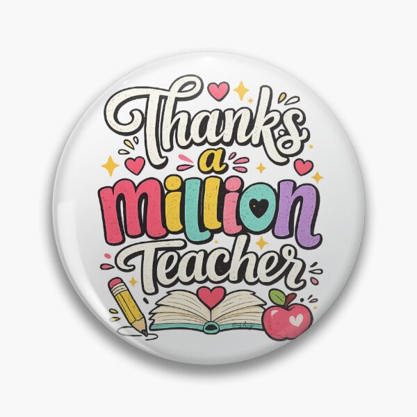 Item preview, Thanks a million teacher with book and pencil clear background brafdesign designed and sold by Brafdesign.