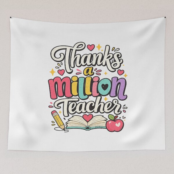 Item preview, Thanks a million teacher with book and pencil clear background brafdesign designed and sold by Brafdesign.