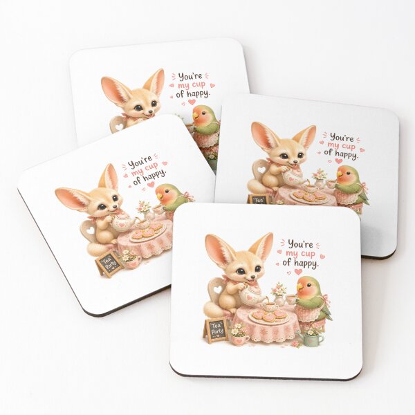 Item preview, Cozy Garden Tea Party with Adorable Desert Fox and Lovebird Friends designed and sold by QuirkNest Studio .
