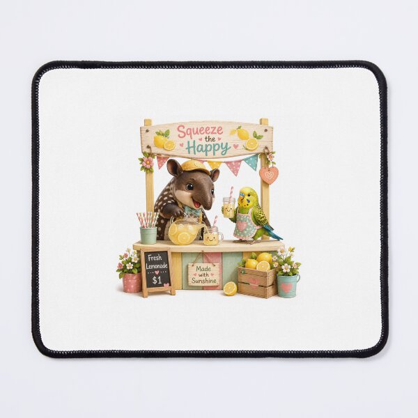 Item preview, Happy summer lemonade stand with Tapir and colorful parakeet designed and sold by QuirkNest Studio .