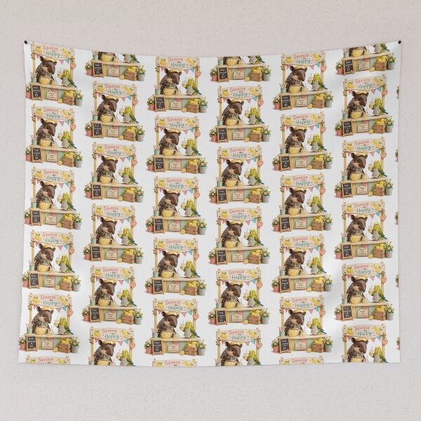 Item preview, Happy summer lemonade stand with Tapir and colorful parakeet  designed and sold by QuirkNest Studio .