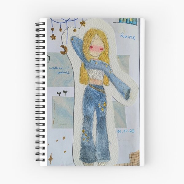Item preview, Magical Denim Starry Girl Celestial Sketchbook Collage designed and sold by Canvas & Chaos.
